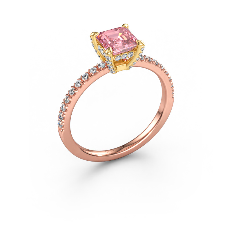 Image of Engagement ring Saskia 1 ASH 585 rose gold Pink lab grown diamond 5.5 mm