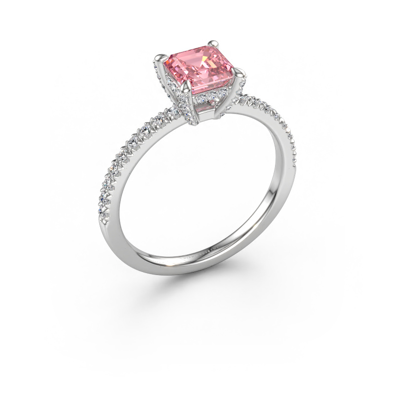 Bild av Förlovningsring Saskia 1 ASH 950 platina Rosa labbodlad diamant 5.5 mm