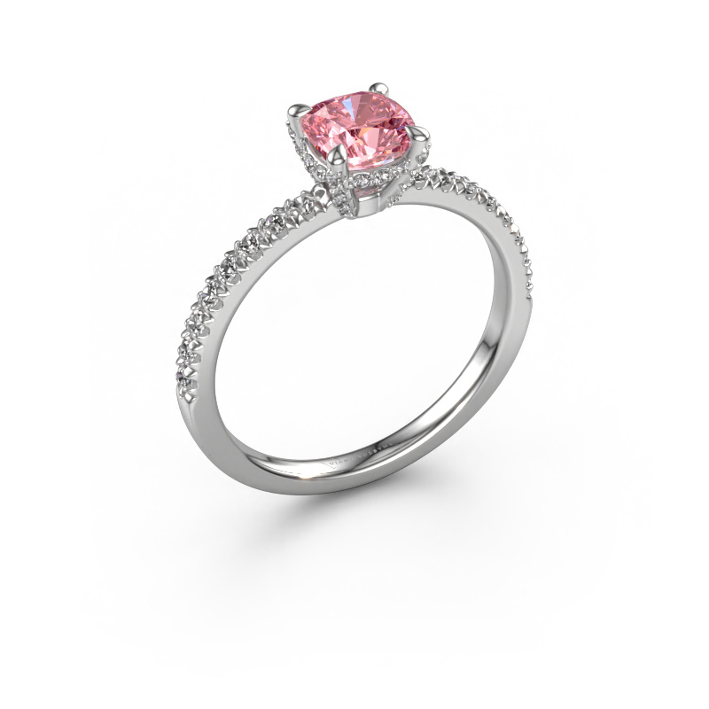 Image de Bague de fiançailles Saskia 1 cus 585 or blanc Diamant synthétique roze 5.5 mm