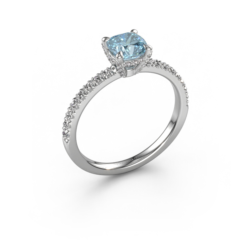 Image of Engagement ring Saskia 1 cus 950 platinum Blue lab grown diamond 5.5 mm