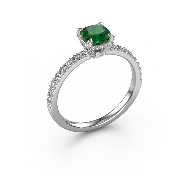 Image de Bague de fiançailles Saskia 1 cus 950 platine Emeraude 5.5 mm