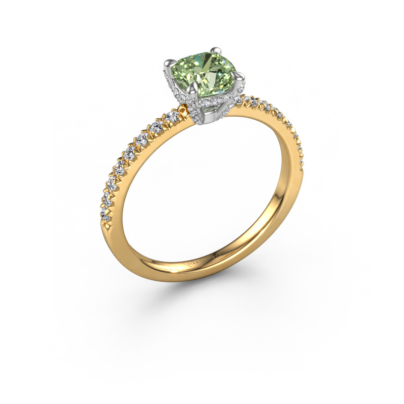 Image of Engagement ring Saskia 1 CUS 585 gold Green lab grown diamond 5.5 mm