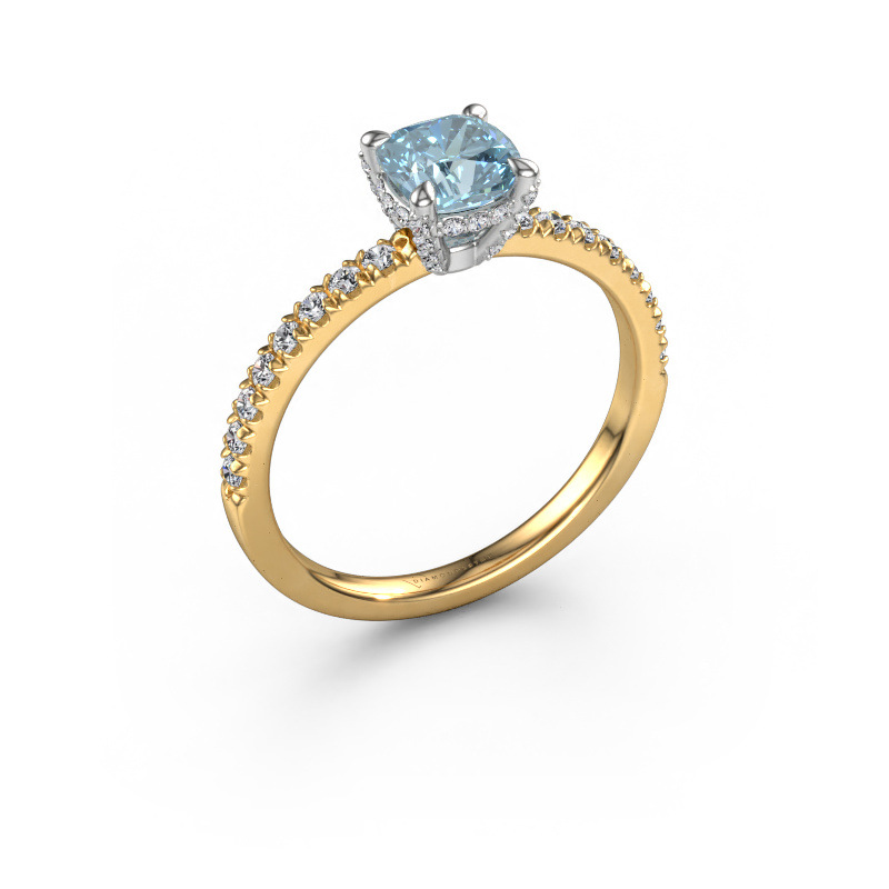 Image of Engagement ring Saskia 1 CUS 585 gold Blue lab grown diamond 5.5 mm