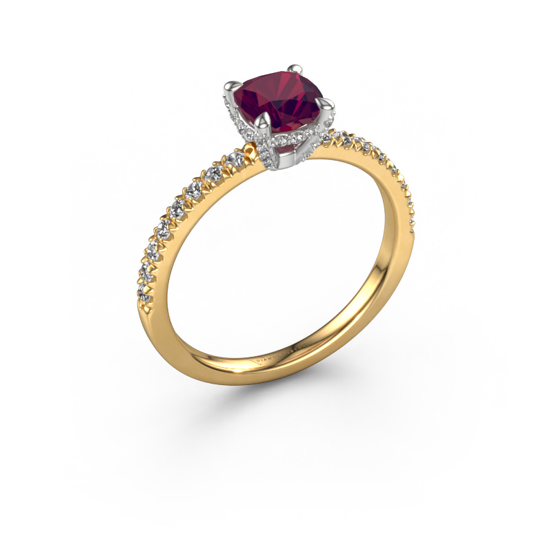 Image de Bague de fiançailles Saskia 1 cus 585 or jaune Rhodolite 5.5 mm