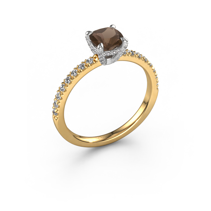 Image of Engagement ring Saskia 1 cus 585 gold Smokey quartz 5.5 mm