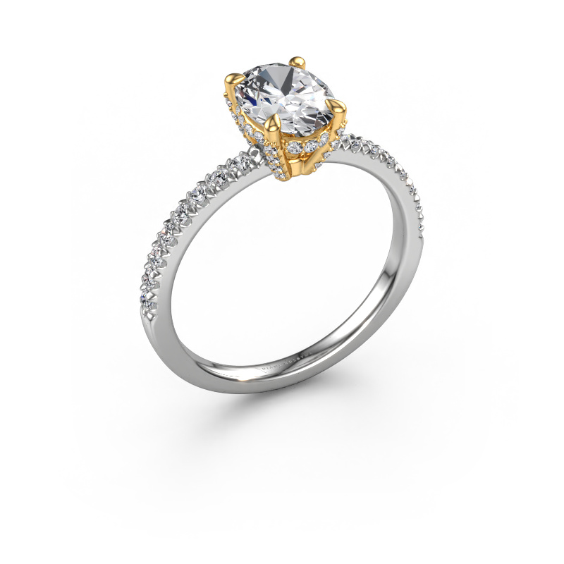 Image of Engagement ring Saskia 1 OVL 585 white gold Lab grown diamond 1.474 crt