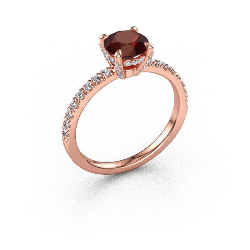 Bild av Förlovningsring Saskia rnd 1 585 roséguld Granat 6.5 mm