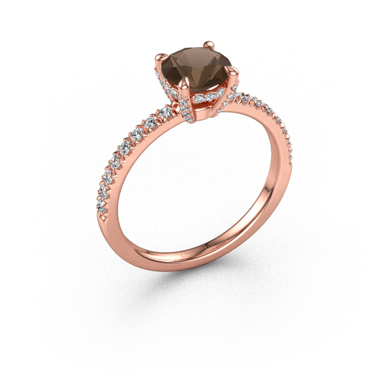 Bild av Förlovningsring Saskia rnd 1 585 roséguld Rökkvarts 6.5 mm