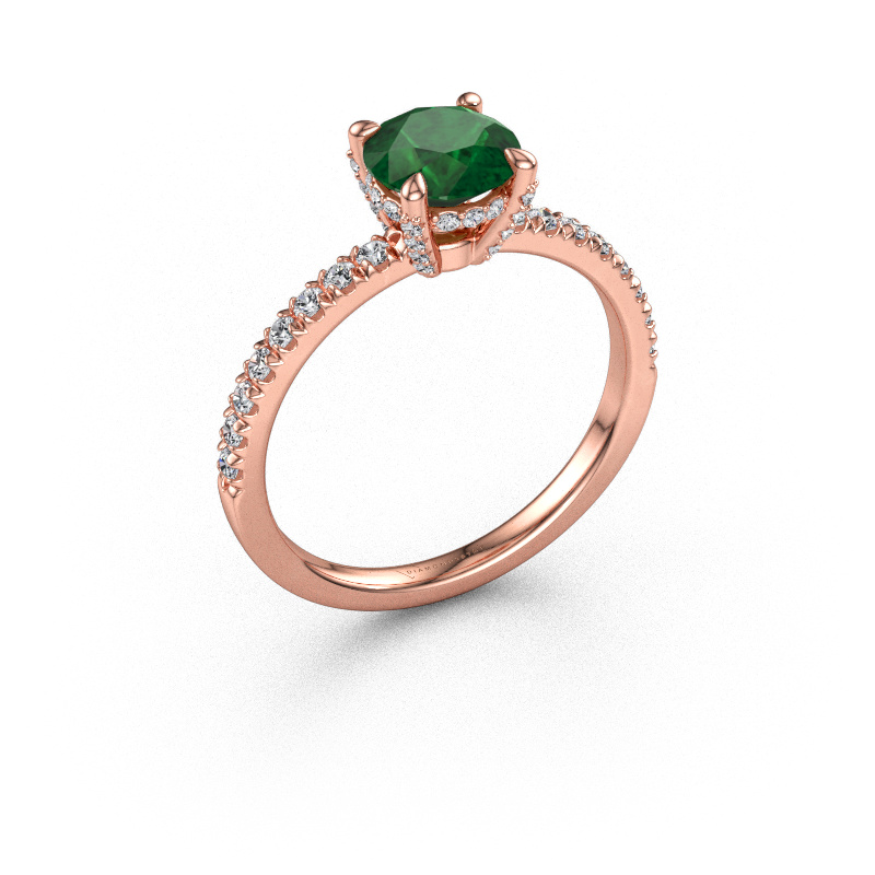 Immagine di Anello di fidanzamento Saskia rnd 1 585 oro rosa Smeraldo 6.5 mm