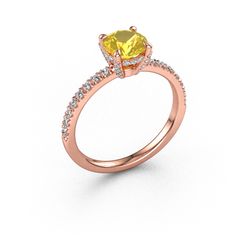 Immagine di Anello di fidanzamento Saskia rnd 1 585 oro rosa Zaffiro giallo 6.5 mm