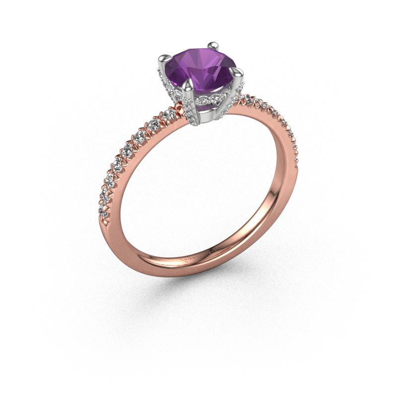 Image of Engagement ring Saskia rnd 1 585 rose gold Amethyst 6.5 mm
