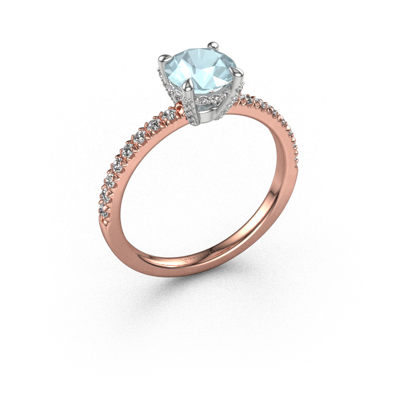 Image of Engagement ring Saskia rnd 1 585 rose gold Aquamarine 6.5 mm