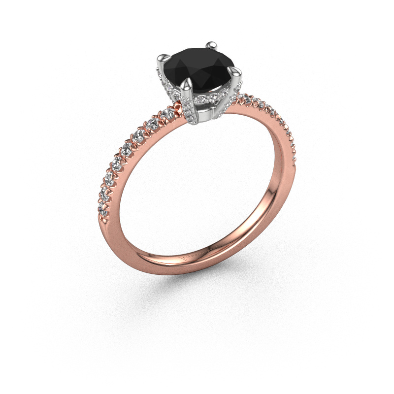 Image of Engagement ring Saskia rnd 1 585 rose gold Black diamond 1.664 crt