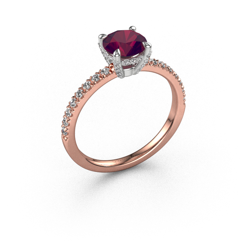 Image of Engagement ring Saskia rnd 1 585 rose gold Rhodolite 6.5 mm