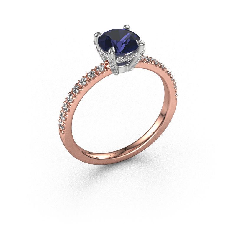Image of Engagement ring Saskia rnd 1 585 rose gold Sapphire 6.5 mm