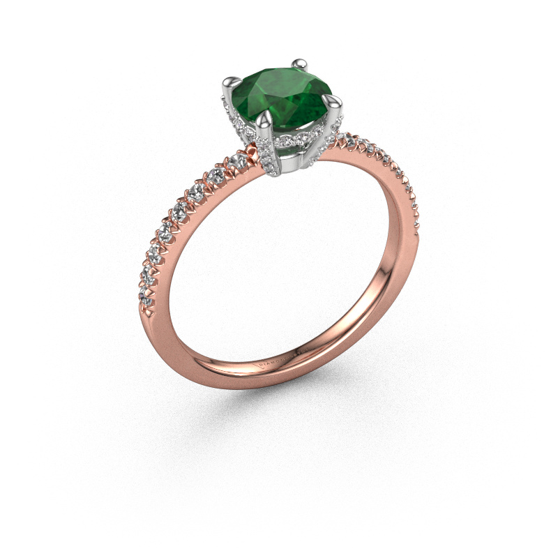 Image of Engagement ring Saskia rnd 1 585 rose gold Emerald 6.5 mm