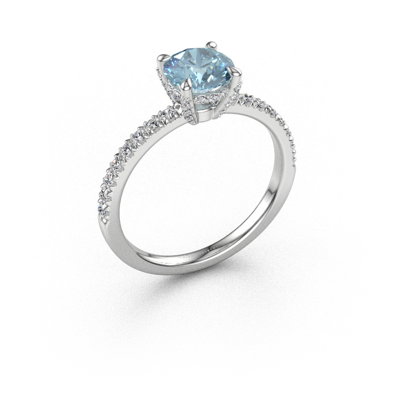 Immagine di Anello di fidanzamento Saskia rnd 1 950 platino Diamante lab grown blu 6.5 mm