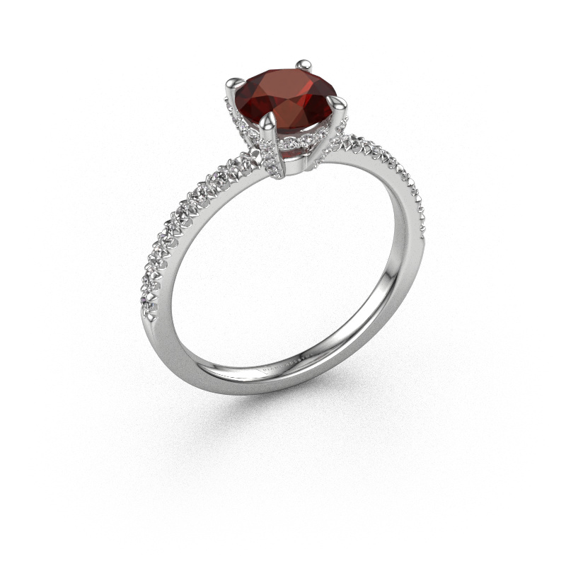 Afbeelding van Verlovingsring Saskia rnd 1 585 witgoud Granaat 6.5 mm