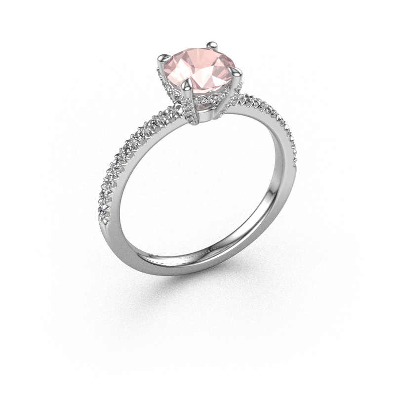 Image of Engagement ring Saskia rnd 1 950 platinum Morganite champagne 6.5 mm