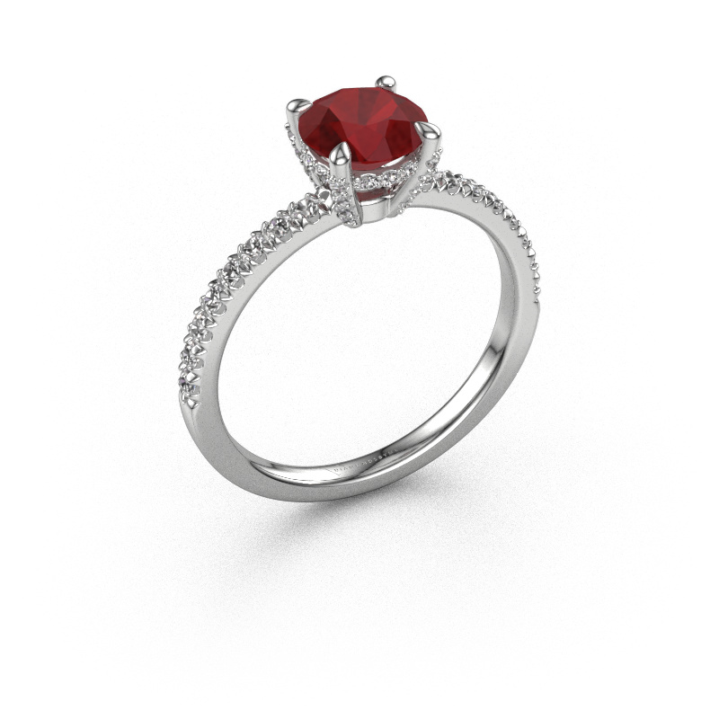 Image of Engagement ring Saskia rnd 1 950 platinum Ruby 6.5 mm
