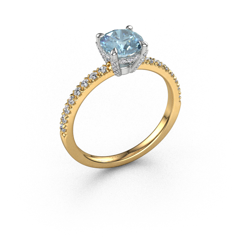Image of Engagement ring Saskia rnd 1 585 gold Blue lab grown diamond 6.5 mm