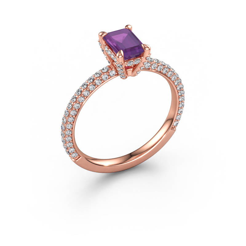 Bild av Förlovningsring Saskia EME 2 585 roséguld Ametist 6.5x4.5 mm