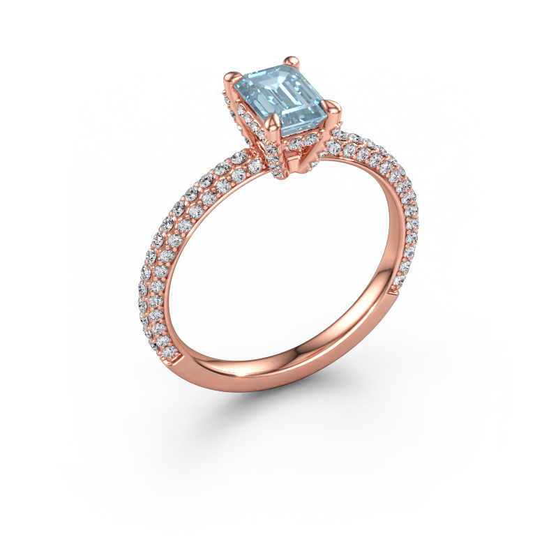 Bild av Förlovningsring Saskia EME 2 585 roséguld Blå labbodlad diamant 6.5x4.5 mm