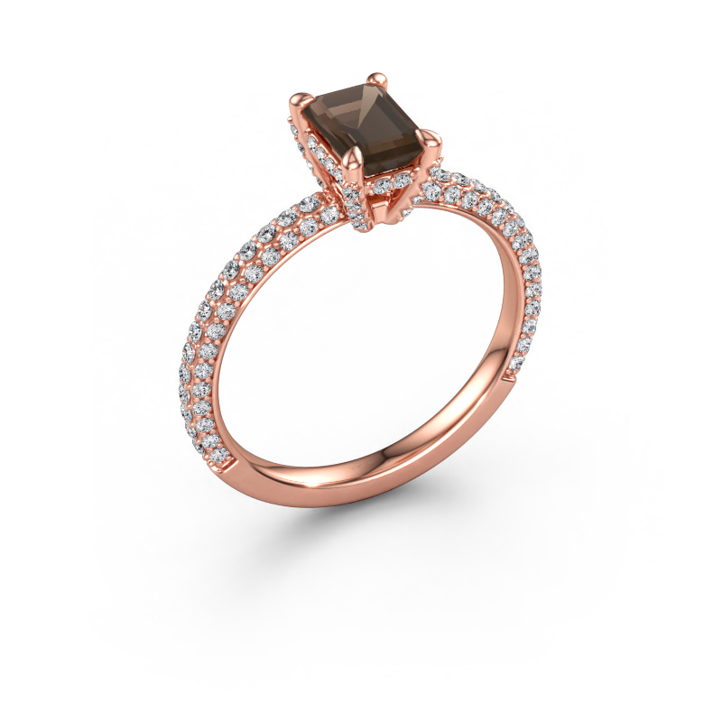Immagine di Anello di fidanzamento Saskia EME 2 585 oro rosa Quarzo fumé 6.5x4.5 mm