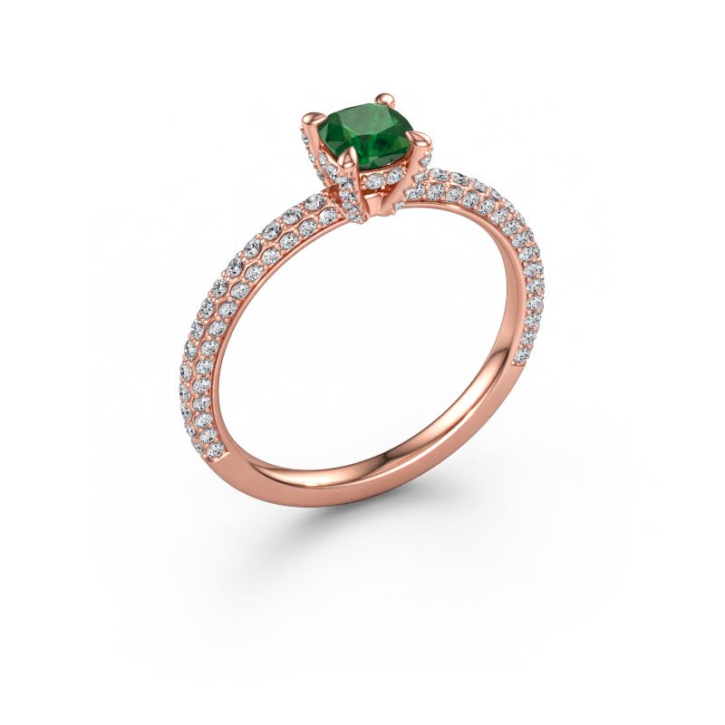 Immagine di Anello di fidanzamento Saskia 2 CUS 585 oro rosa Smeraldo 4.5 mm