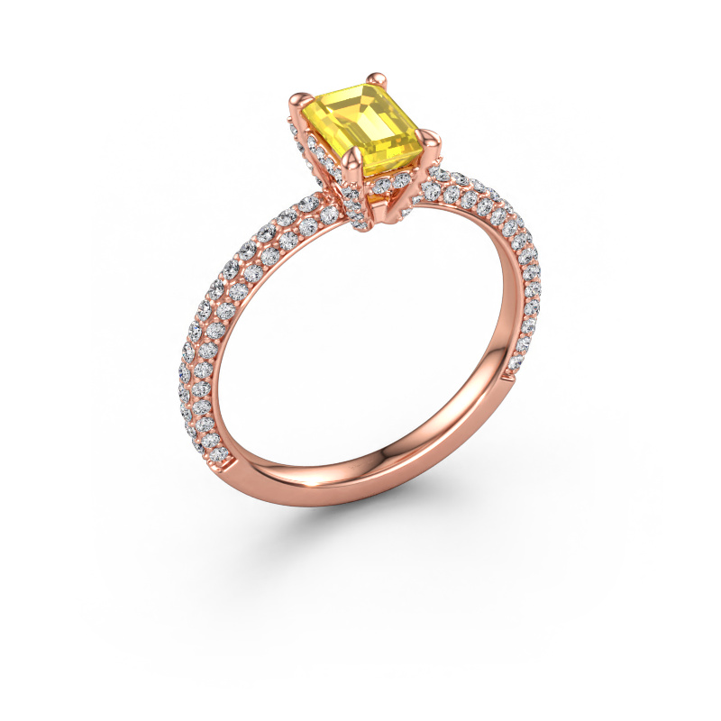 Immagine di Anello di fidanzamento Saskia EME 2 585 oro rosa Zaffiro giallo 6.5x4.5 mm