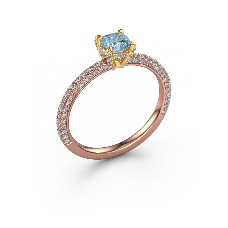 Image of Engagement ring Saskia 2 cus 585 rose gold Blue lab grown diamond 4.5 mm