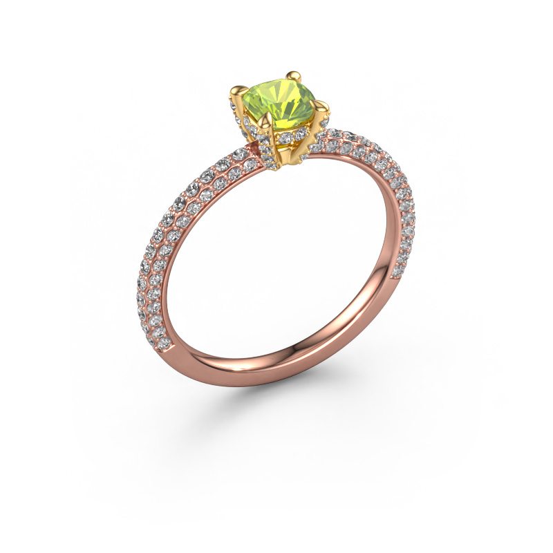 Image de Bague de fiançailles Saskia 2 cus 585 or rose Péridot 4.5 mm