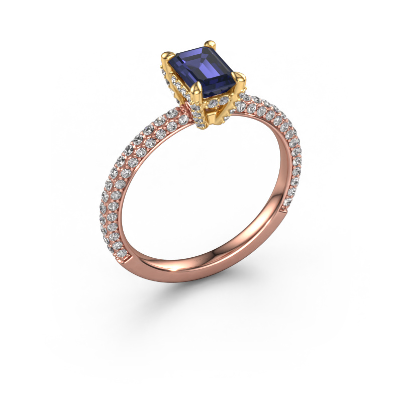 Image of Engagement ring Saskia eme 2 585 rose gold Sapphire 6.5x4.5 mm