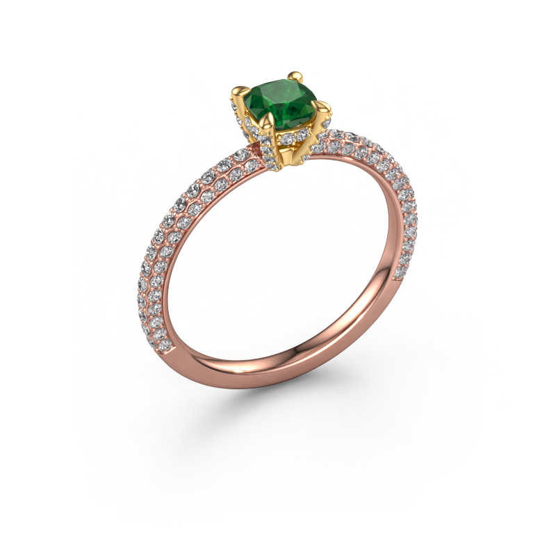 Image of Engagement ring Saskia 2 cus 585 rose gold Emerald 4.5 mm