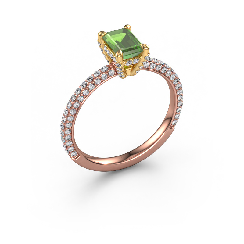Bild von Verlobungsring Saskia EME 2 585 Roségold Turmalin grün 6.5x4.5 mm