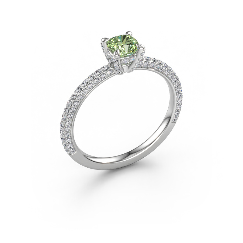 Bild av Förlovningsring Saskia 2 CUS 585 vitt guld Grön labbodlad diamant 4.5 mm