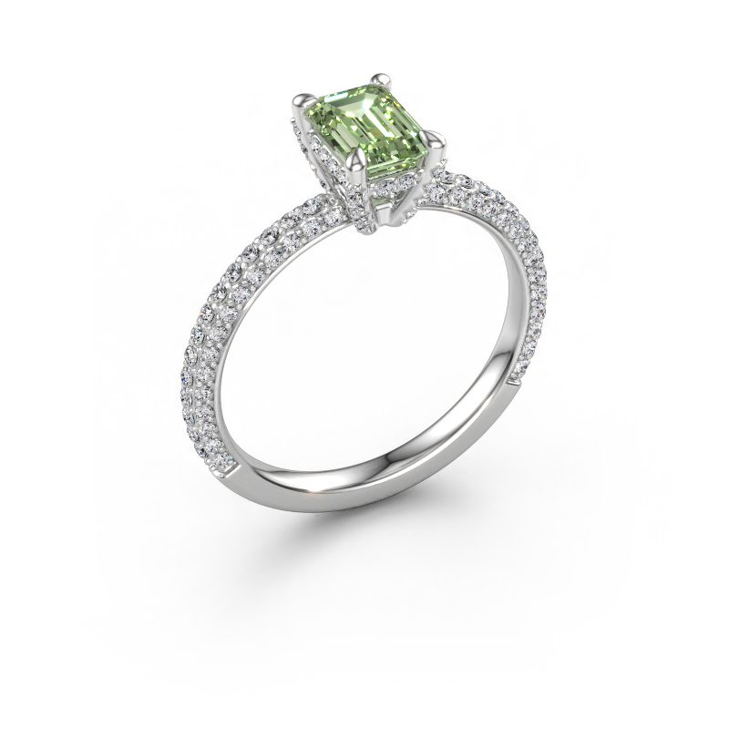 Immagine di Anello di fidanzamento Saskia EME 2 950 platino Diamante lab grown verde 6.5x4.5 mm