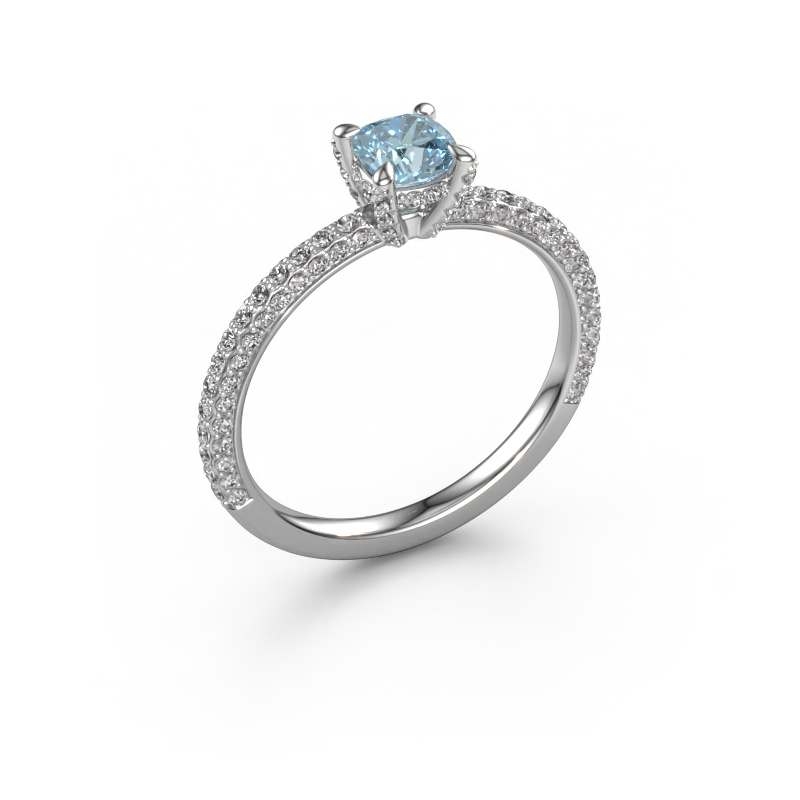Image of Engagement ring Saskia 2 cus 950 platinum Blue lab grown diamond 4.5 mm