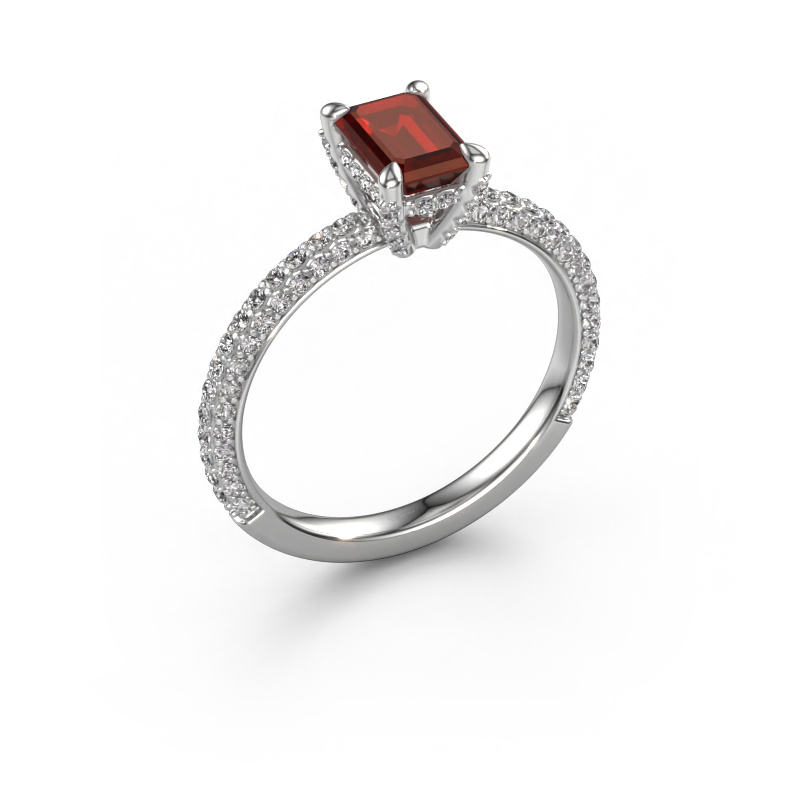 Image of Engagement ring Saskia eme 2 950 platinum Garnet 6.5x4.5 mm