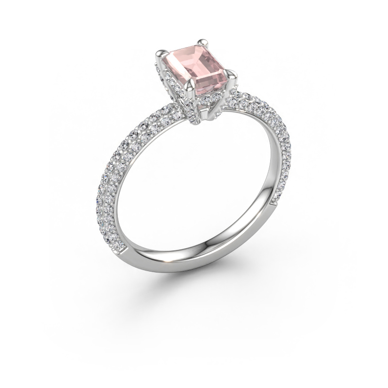 Immagine di Anello di fidanzamento Saskia EME 2 585 oro bianco Morganite champagne 6.5x4.5 mm