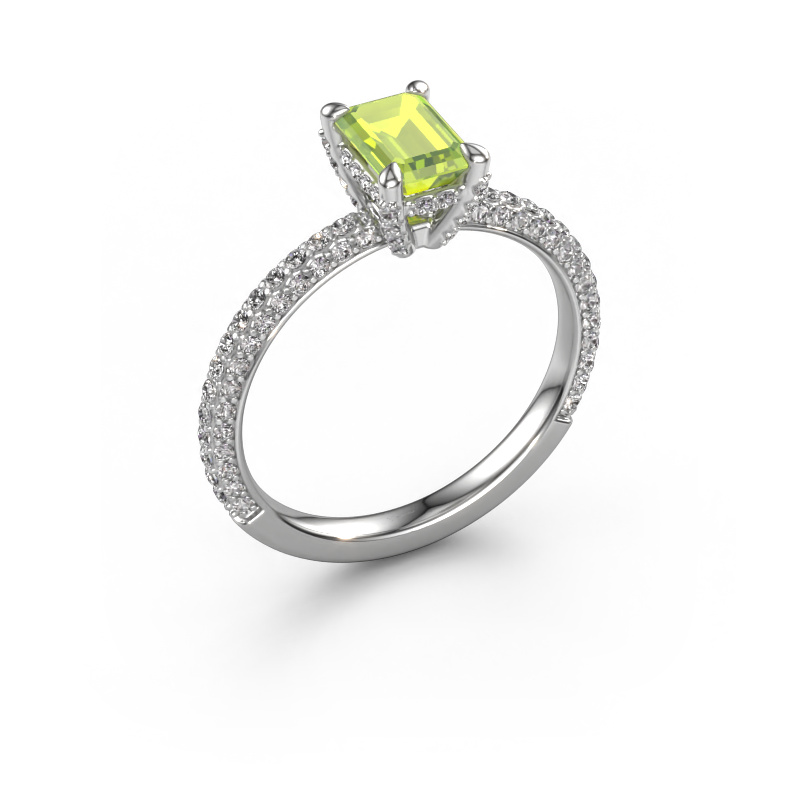 Image of Engagement ring Saskia eme 2 950 platinum Peridot 6.5x4.5 mm