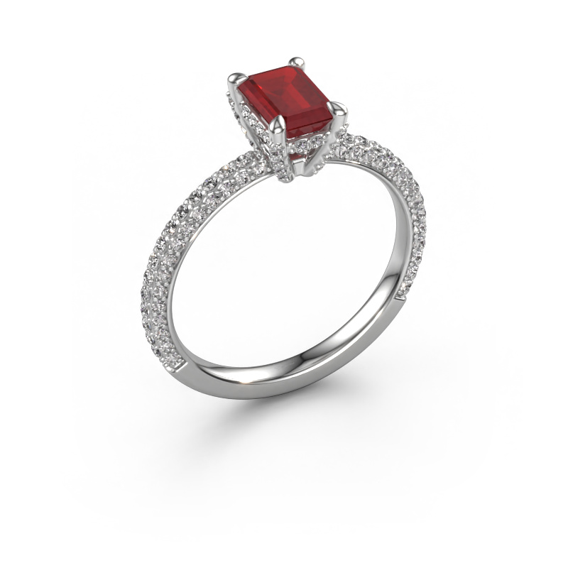 Image of Engagement ring Saskia eme 2 950 platinum Ruby 6.5x4.5 mm