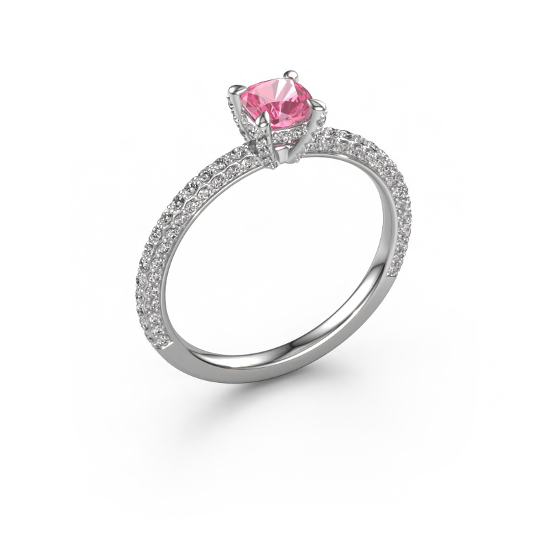 Image de Bague de fiançailles Saskia 2 cus 950 platine Saphir rose 4.5 mm