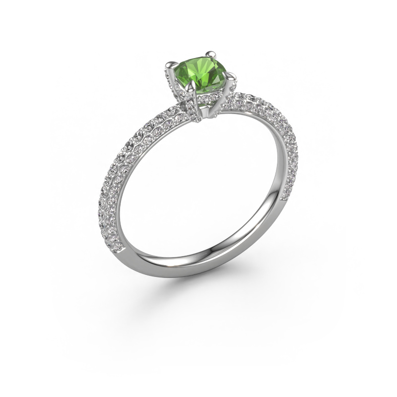 Image of Engagement ring Saskia 2 cus 950 platinum Tourmaline green 4.5 mm