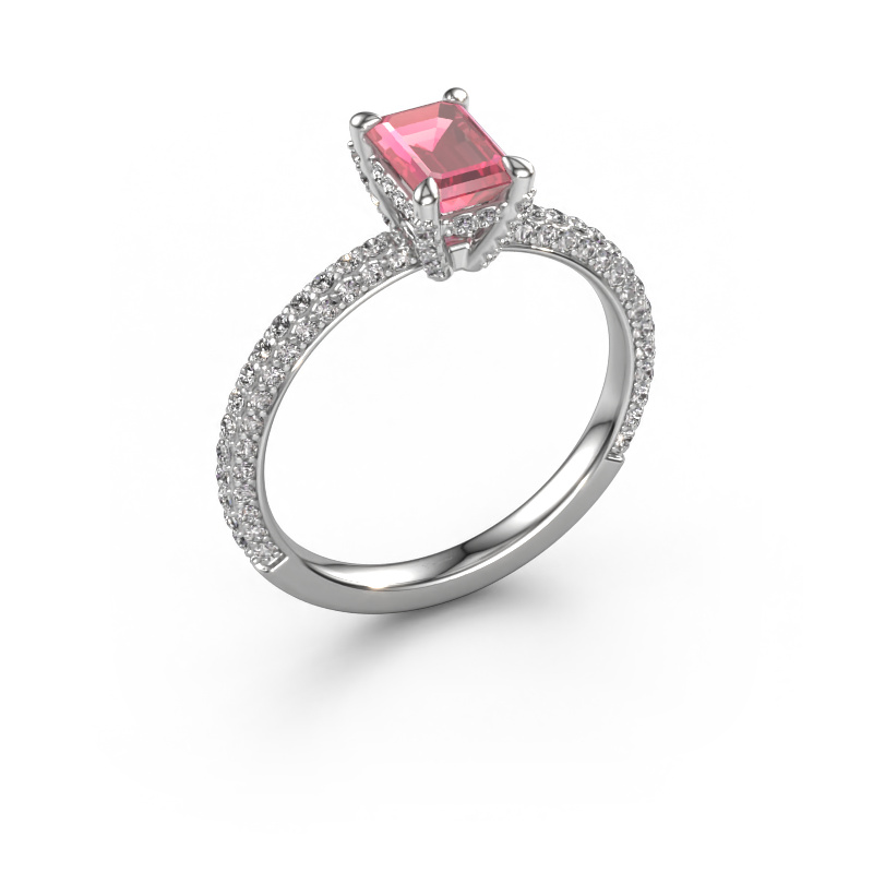 Image of Engagement ring Saskia eme 2 950 platinum Tourmaline pink 6.5x4.5 mm