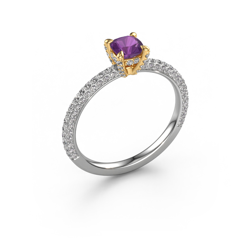 Image of Engagement ring Saskia 2 cus 585 white gold Amethyst 4.5 mm