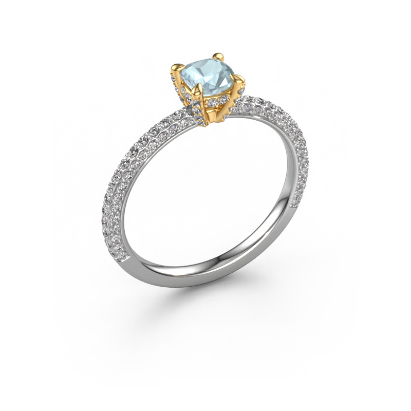 Image of Engagement ring Saskia 2 cus 585 white gold Aquamarine 4.5 mm