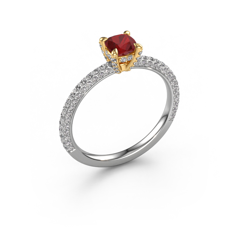 Image of Engagement ring Saskia 2 cus 585 white gold Ruby 4.5 mm