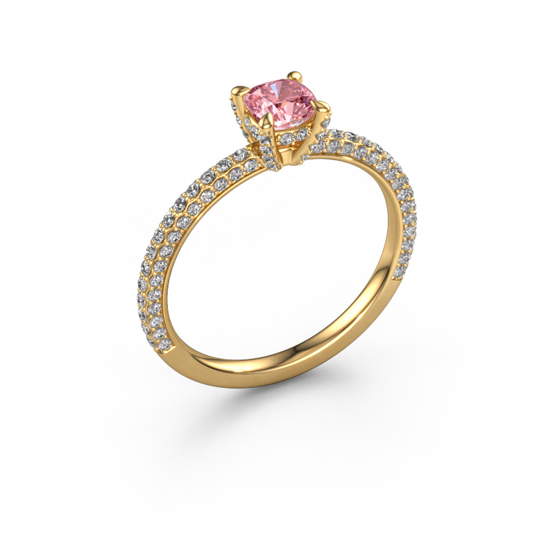 Image of Engagement ring Saskia 2 cus 585 gold Pink lab grown diamond 4.5 mm