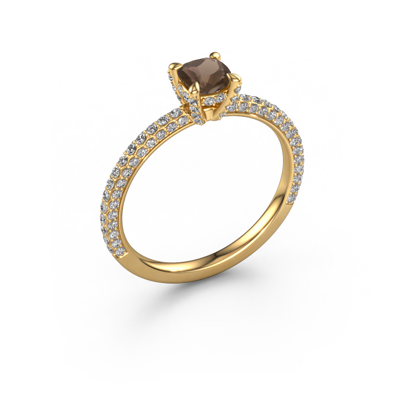 Image of Engagement ring Saskia 2 cus 585 gold Smokey quartz 4.5 mm